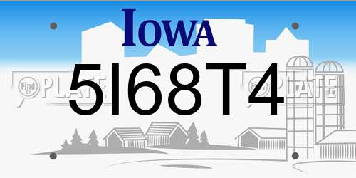 5I68T4 Iowa License Plate