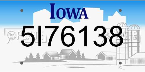 5I76138 Iowa License Plate