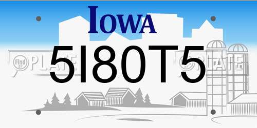 5I80T5 Iowa License Plate