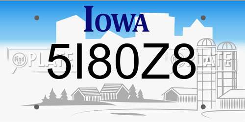 5I80Z8 Iowa License Plate