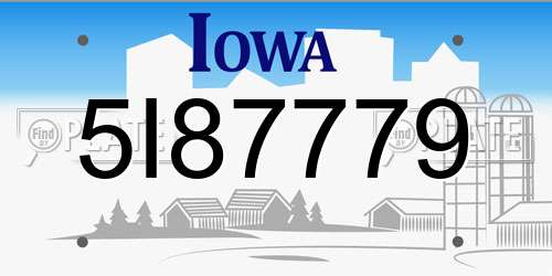 5I87779 Iowa License Plate
