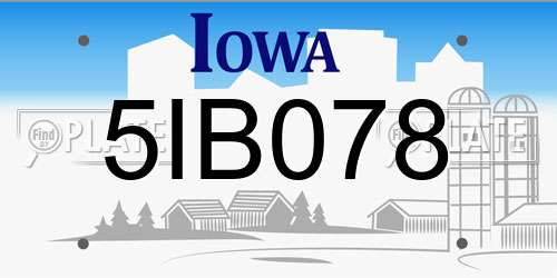 5IB078 Iowa License Plate