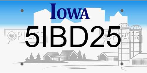 5IBD25 Iowa License Plate