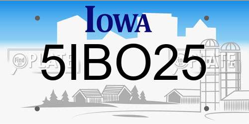 5IBO25 Iowa License Plate