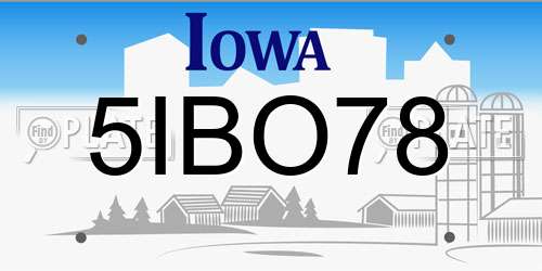 5IBO78 Iowa License Plate