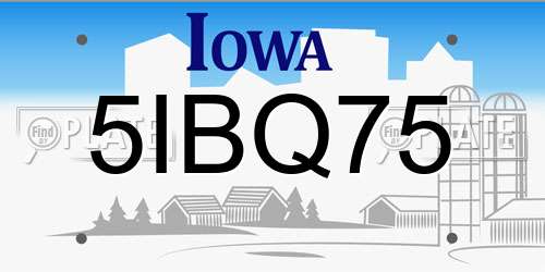 5IBQ75 Iowa License Plate
