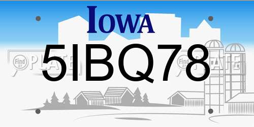5IBQ78 Iowa License Plate