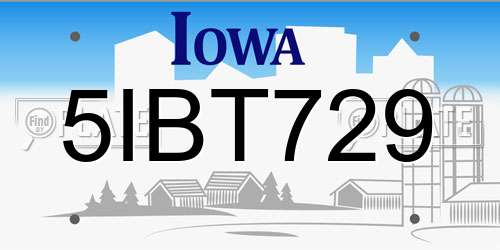 5IBT729 Iowa License Plate