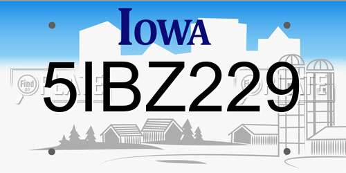 5IBZ229 Iowa License Plate