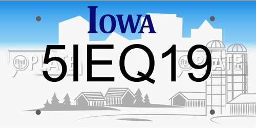 5IEQ19 Iowa License Plate
