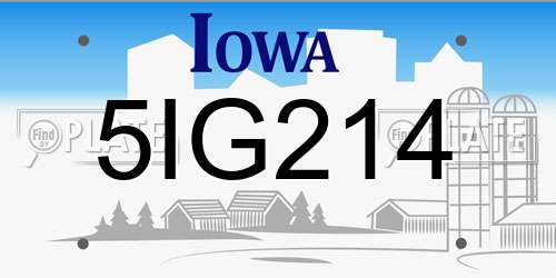 5IG214 Iowa License Plate