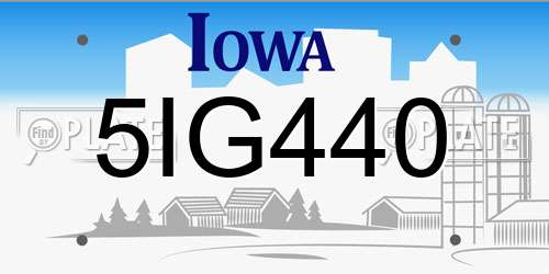 5IG440 Iowa License Plate