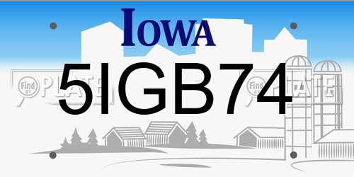 5IGB74 Iowa License Plate