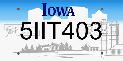 5IIT403 Iowa License Plate