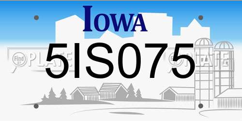 5IS075 Iowa License Plate