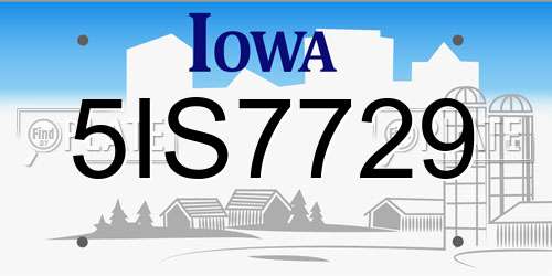 5IS7729 Iowa License Plate