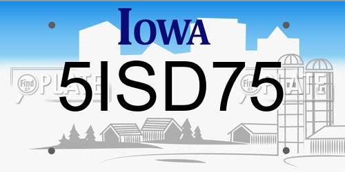 5ISD75 Iowa License Plate
