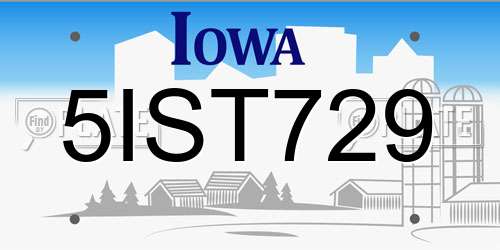 5IST729 Iowa License Plate