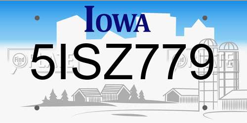 5ISZ779 Iowa License Plate