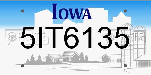 5IT6135 Iowa License Plate