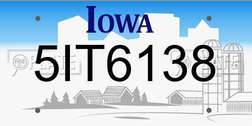 5IT6138 Iowa License Plate