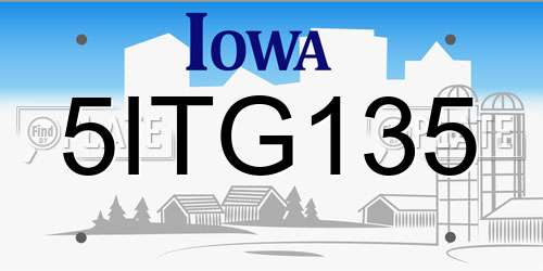 5ITG135 Iowa License Plate