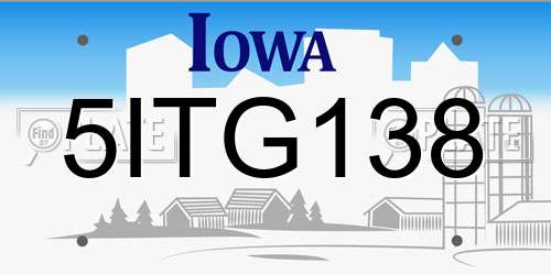 5ITG138 Iowa License Plate