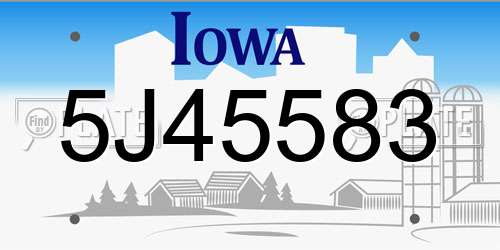 5J45583 Iowa License Plate