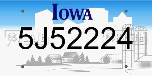 5J52224 Iowa License Plate