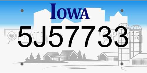 5J57733 Iowa License Plate