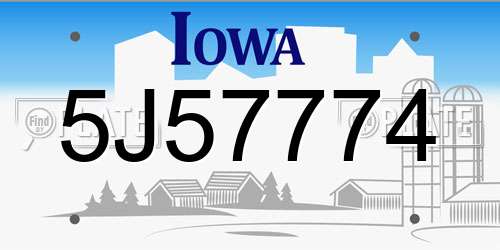 5J57774 Iowa License Plate