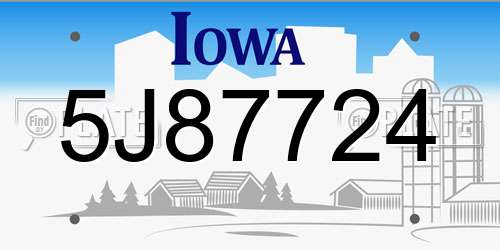 5J87724 Iowa License Plate