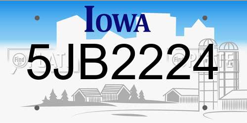 5JB2224 Iowa License Plate