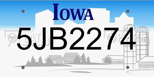 5JB2274 Iowa License Plate