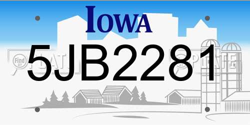 5JB2281 Iowa License Plate