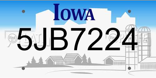 5JB7224 Iowa License Plate