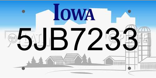 5JB7233 Iowa License Plate