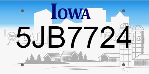 5JB7724 Iowa License Plate