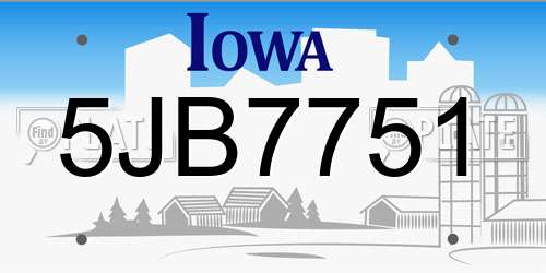 5JB7751 Iowa License Plate