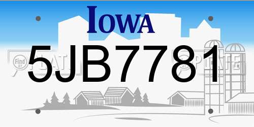 5JB7781 Iowa License Plate