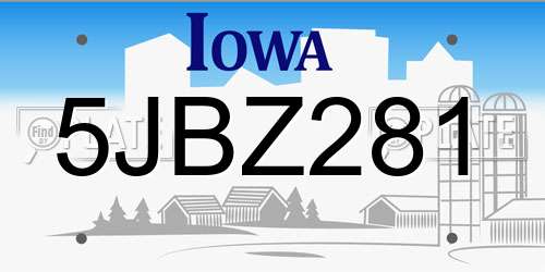 5JBZ281 Iowa License Plate