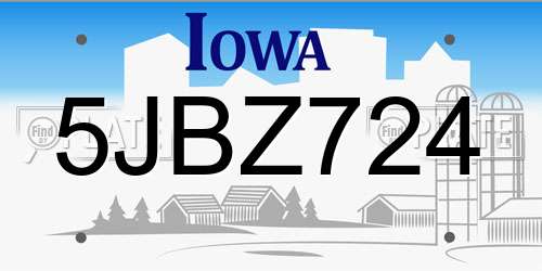 5JBZ724 Iowa License Plate