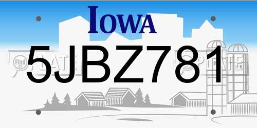 5JBZ781 Iowa License Plate