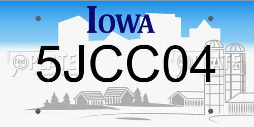 5JCC04 Iowa License Plate