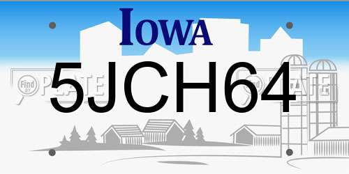 5JCH64 Iowa License Plate