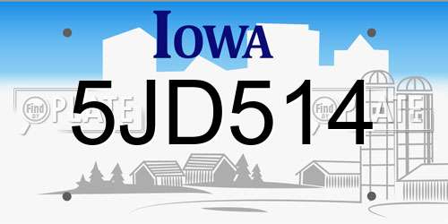 5JD514 Iowa License Plate