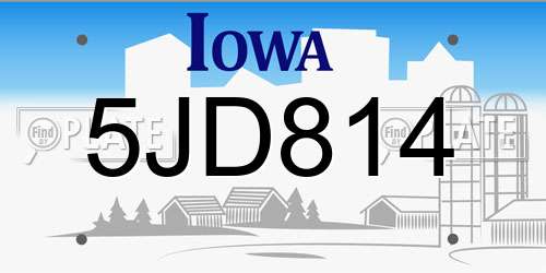 5JD814 Iowa License Plate