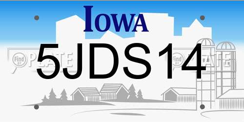 5JDS14 Iowa License Plate