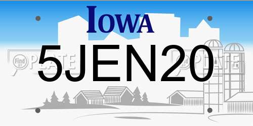 5JEN20 Iowa License Plate