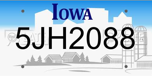 5JH2088 Iowa License Plate